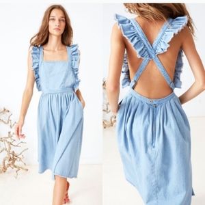 Ulla Johnson Light Blue Ruffle Midi Dress